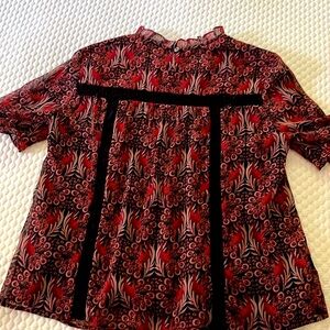 Anthropologie Lace Inset Top Women Size XS